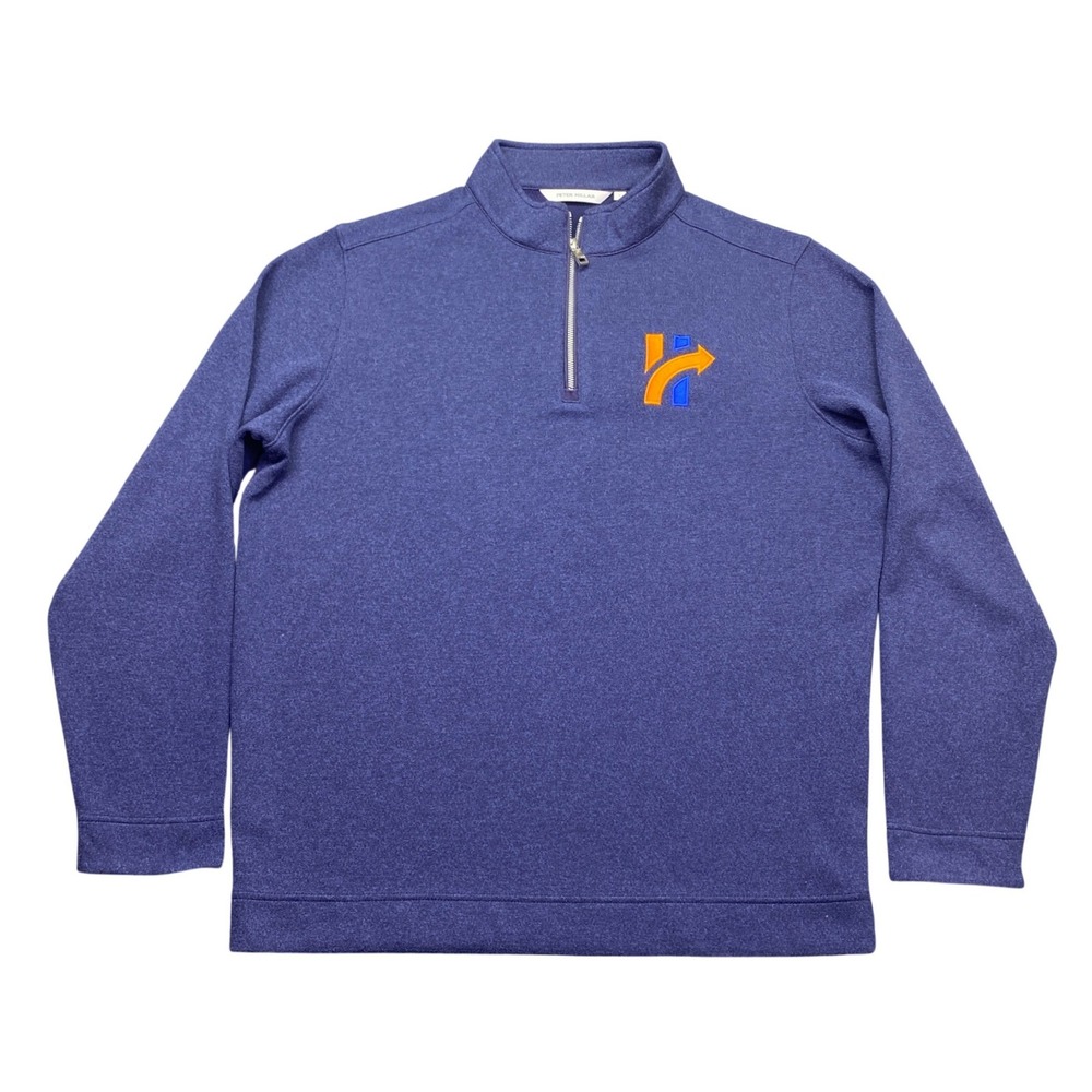 Peter Millar Crown Fleece Mens MF24K60 Navy Blue Quarter Zip Pullover Size L